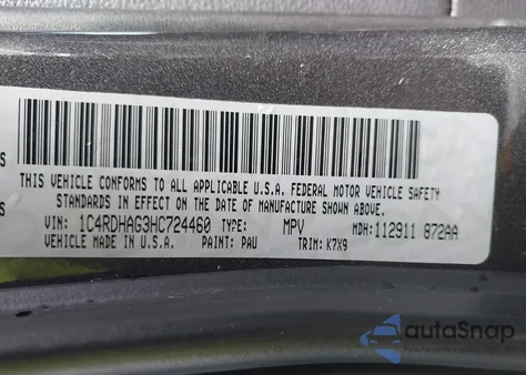 2017 Dodge Durango Sxt Rwd from USA, damaged, VIN 1C4RDHAG3HC724460